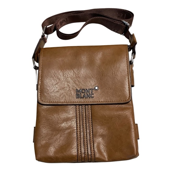 Mont Blanc Brown Leather Men's Messenger Bag - Picture 1 of 10